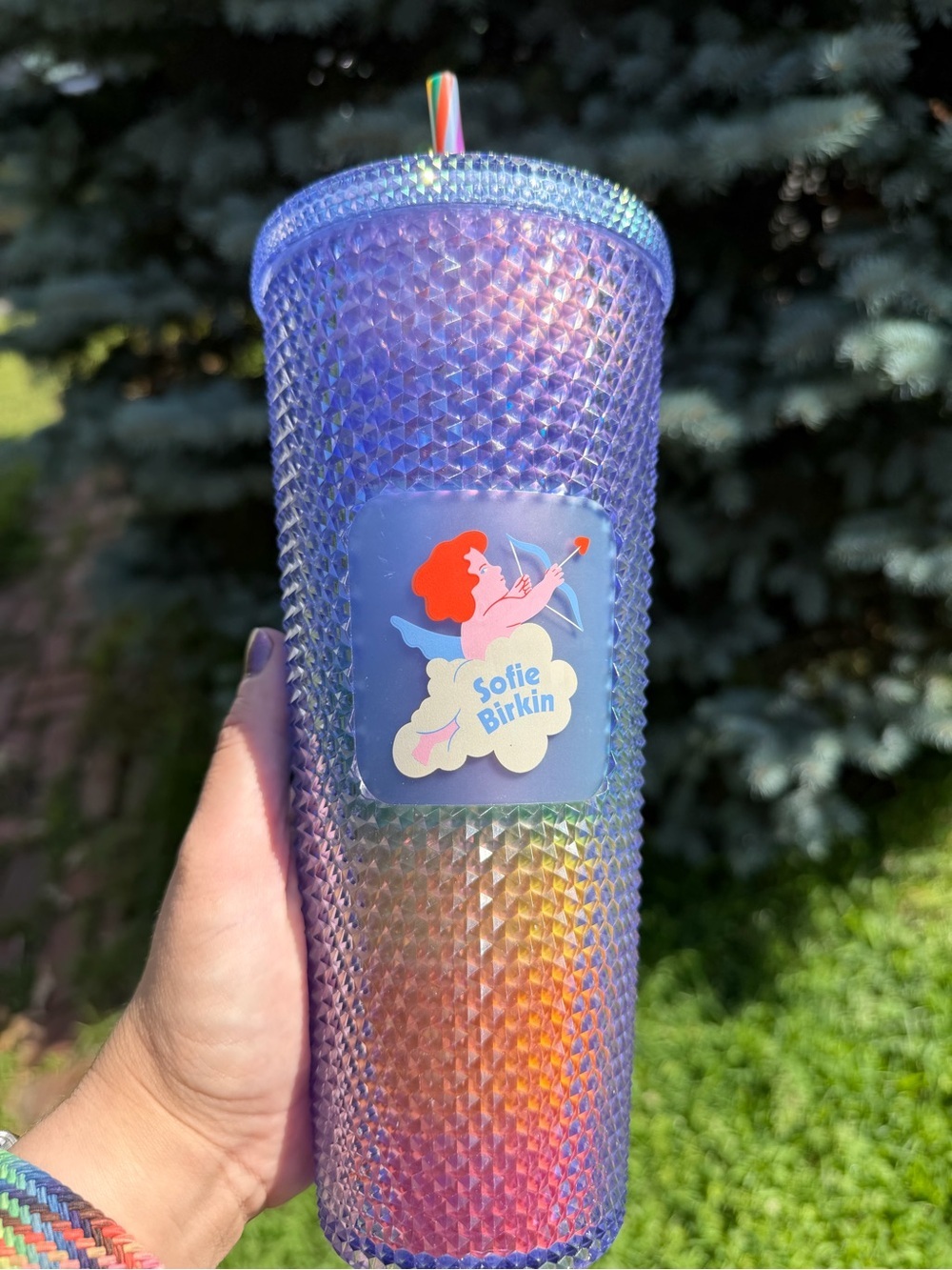 Starbucks x Sofie Birkin 2024 Pride Rainbow Studded Cold Cup 24 oz NWT